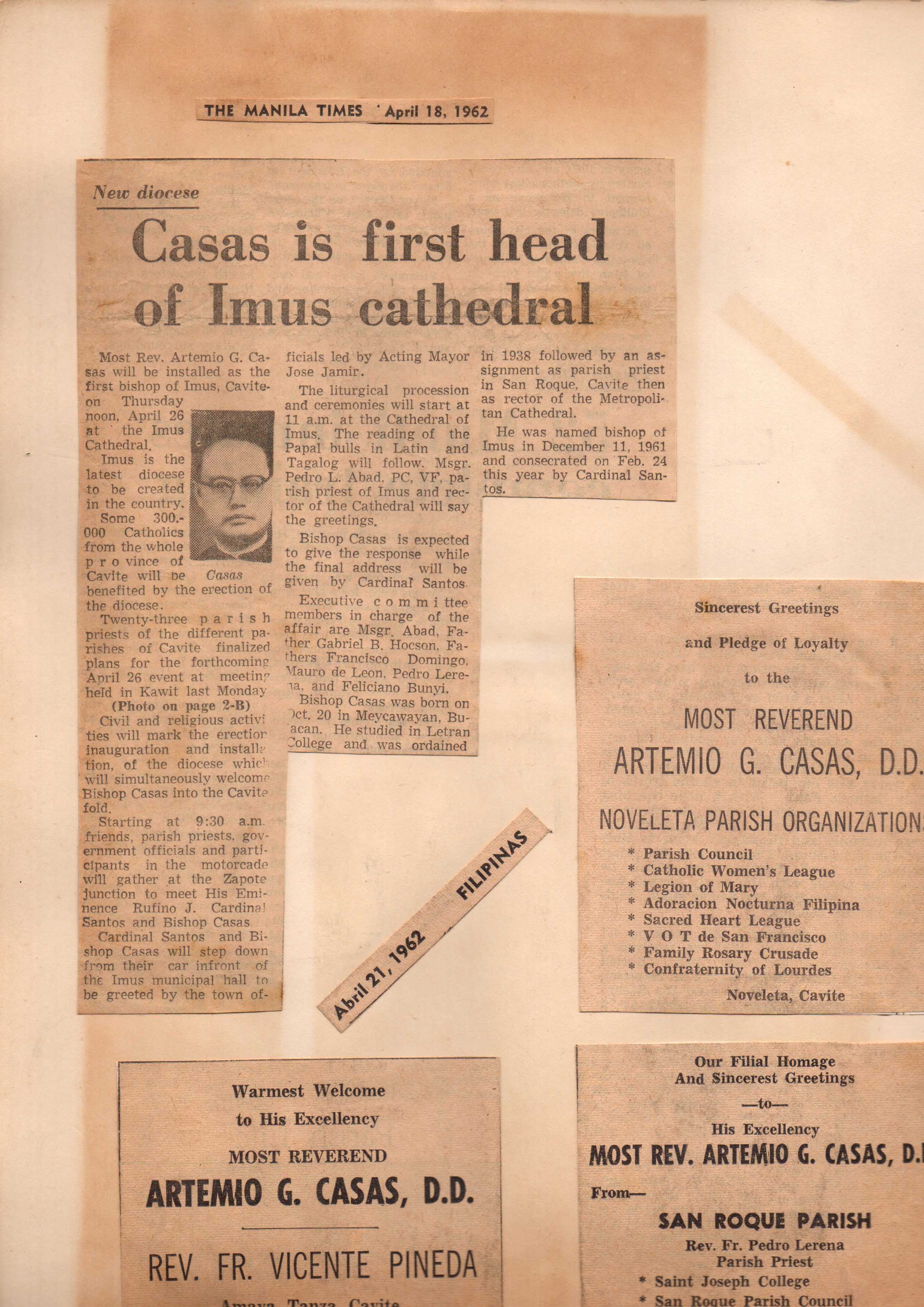 DOI - News Articles - Inauguration of Bishop Casas
